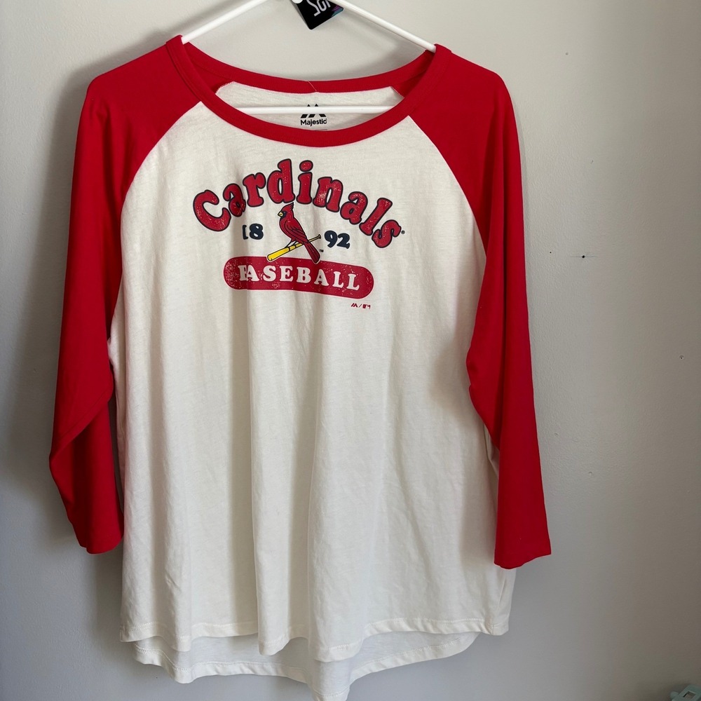 Majestic St Louis Cardinals Baseball Raglan 3/4 Sleeve‎ Shirt XL